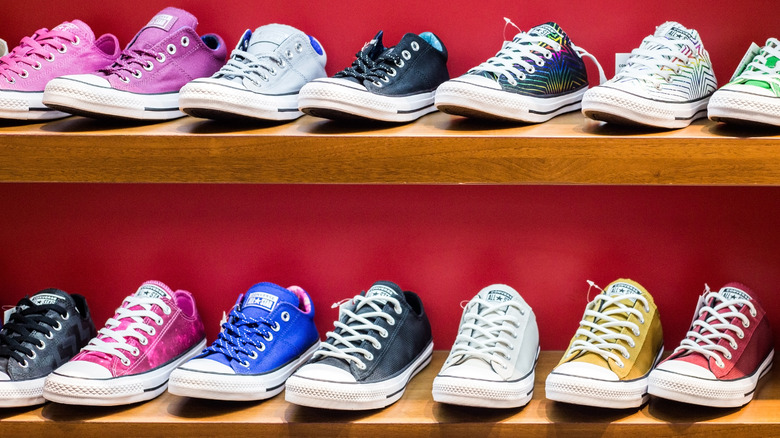 chuck taylors on display