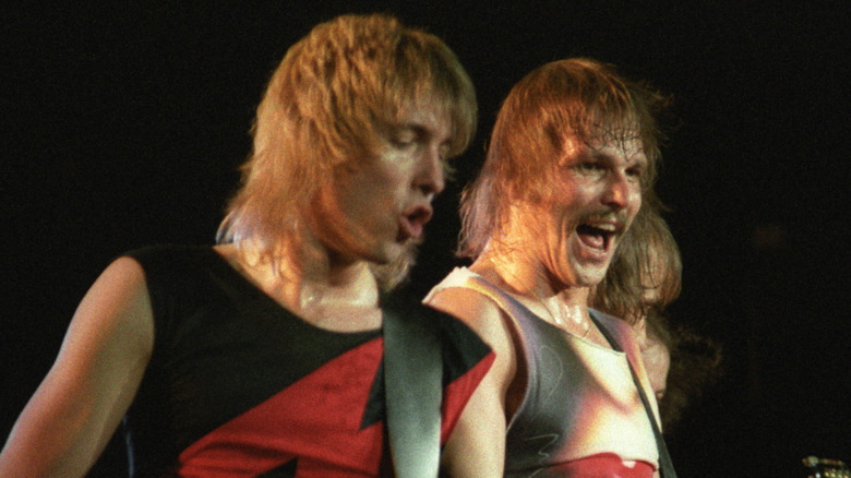 Scorpions performing onstage in the 1980s