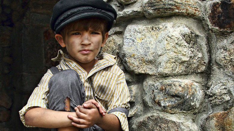 handsome 5 year old, chimney sweep, hard days work, eighteenth century, 1789, street urchin