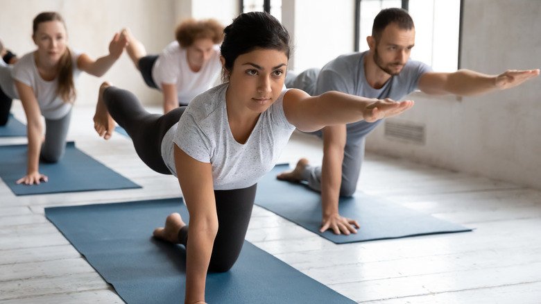 People in a yoga class