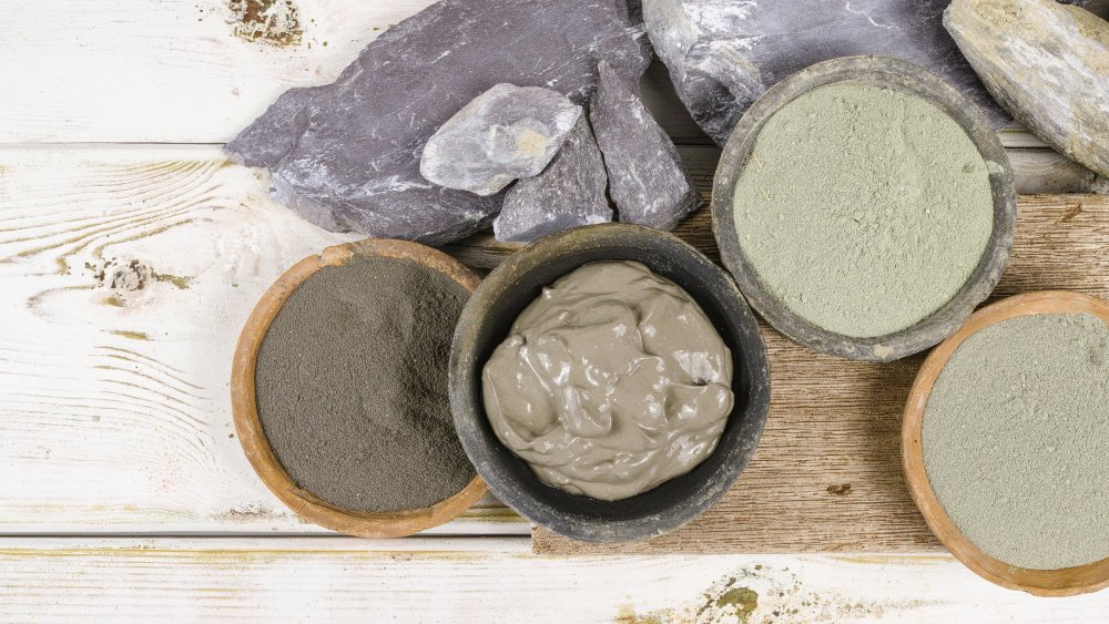 Ancient minerals -- green and blue clay powder and mud mask