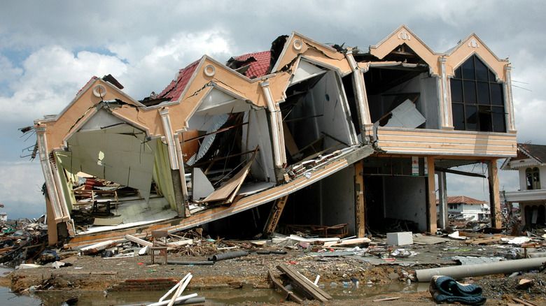 Aftermath of the 2004 earthquake and tsunami in Indonesia.