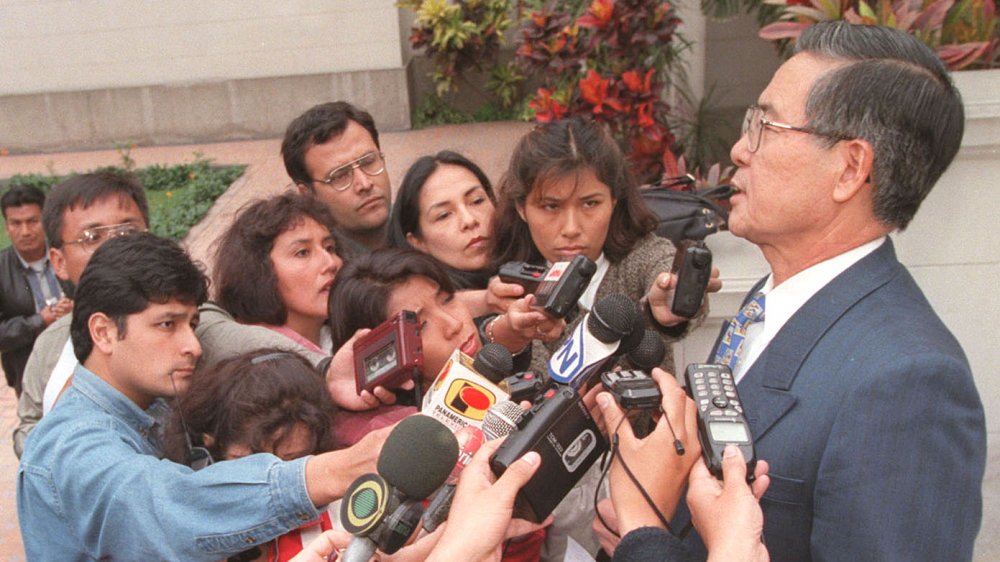 Peruvian President Alberto Fujimori speaking