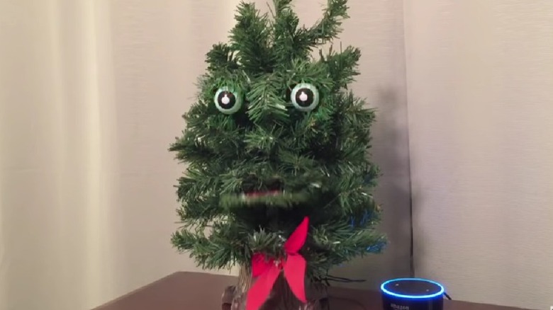 fake Christmas tree with bug eyes