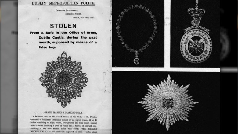 Poster advertising stolen Irish crown jewels