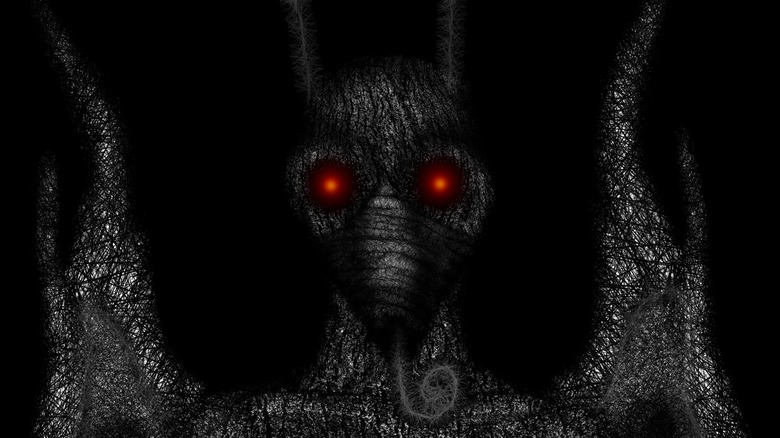 Close-up rendering of Mothman