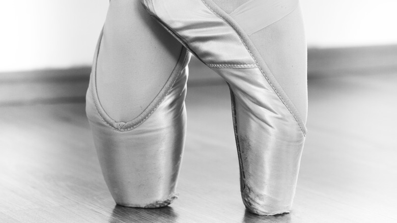 pointe shoes gray floor