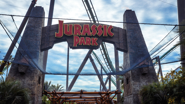 sign for jurassic park ride