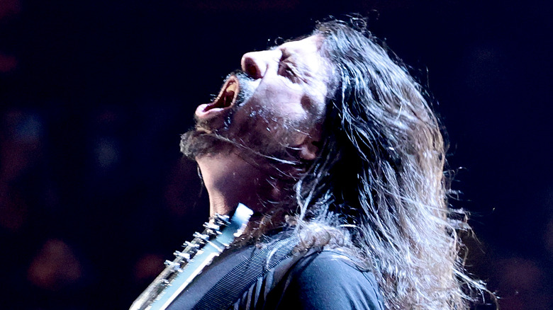 Close-up of Dave Grohl singing