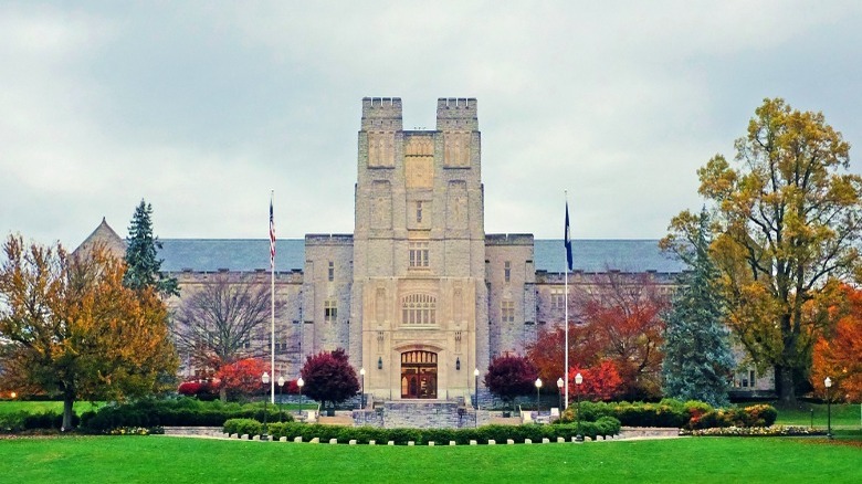 Virginia Tech campus under cloudy sky