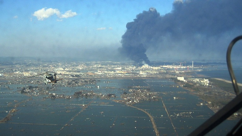 View of Sendai from helicopter