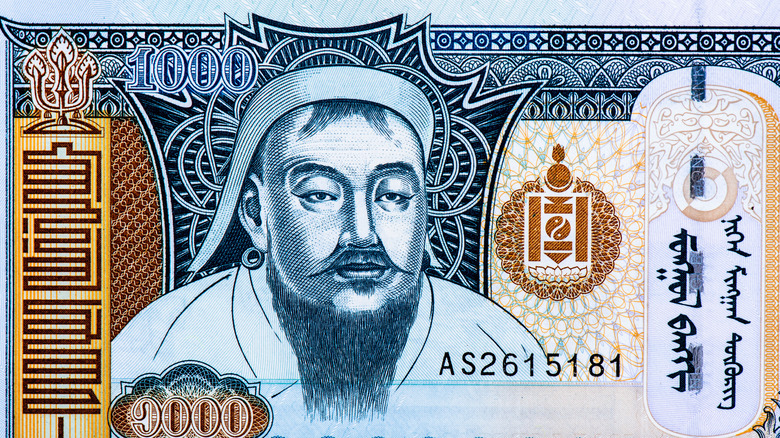 mongolia currency with genghis khan