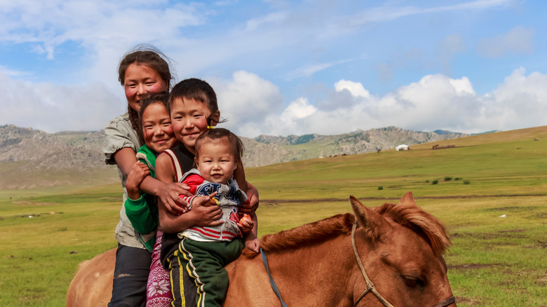 mongolian children horse