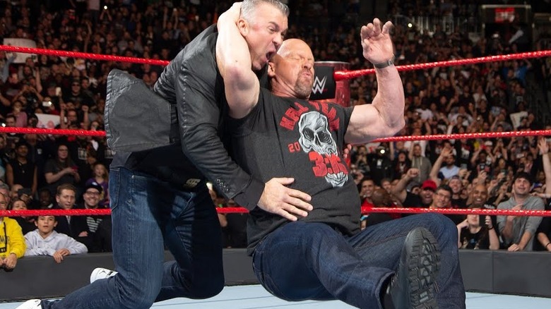 Steve Austin stunning Shane McMahon