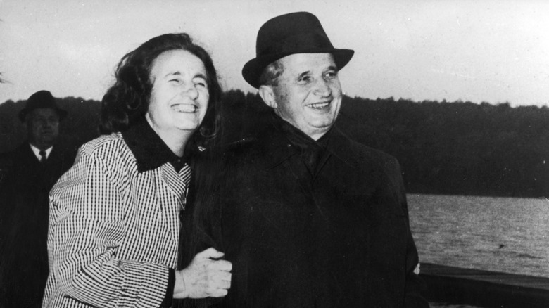 Elena Ceauşescu smiling with husband Nicolae