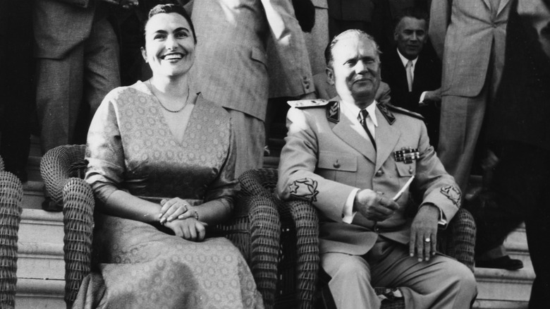 Josip Broz Tito seated with his fourth wife