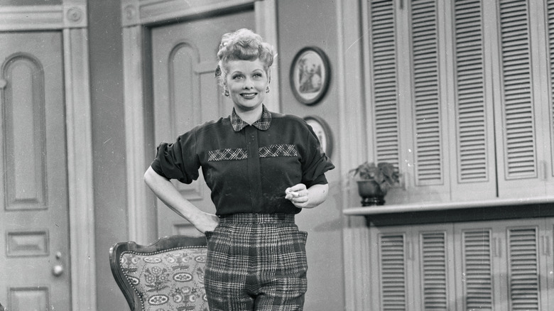 Lucille Ball smiling on set