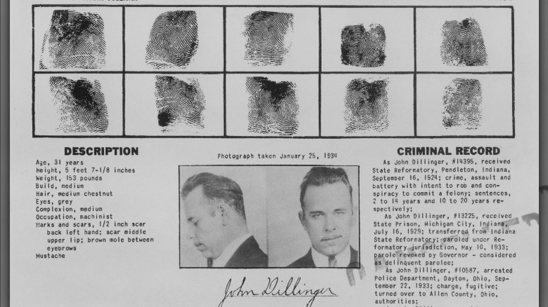 John Dillinger's wanted poster