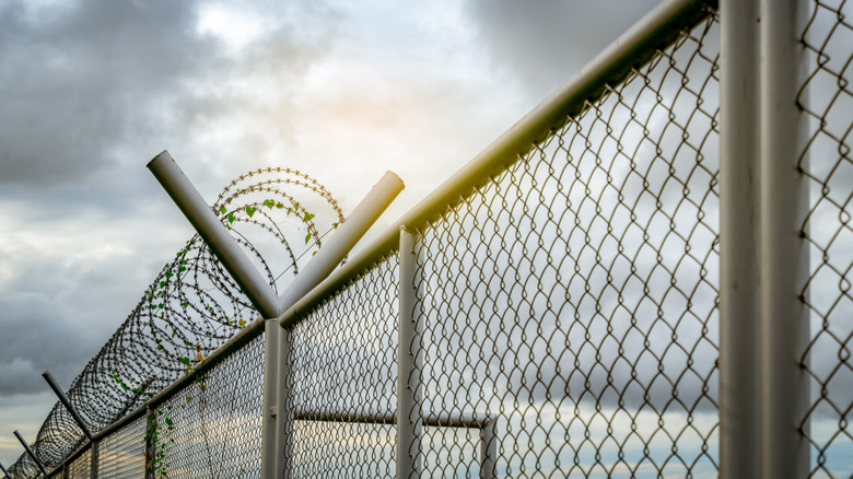 Prison with barbed wire