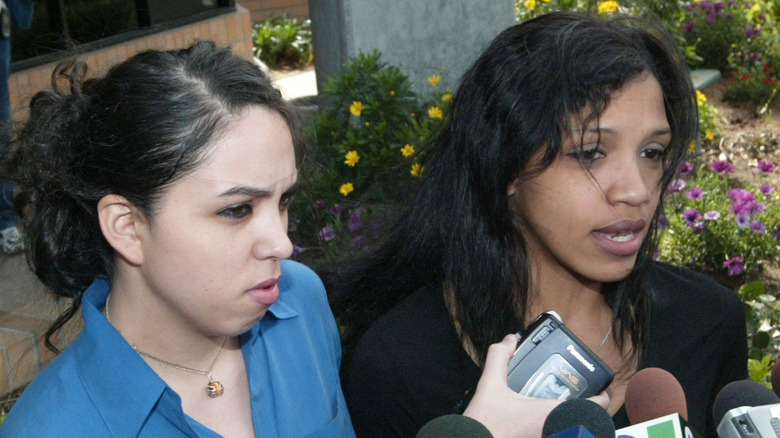 rosa solorio and kiani wesson talking to reporters
