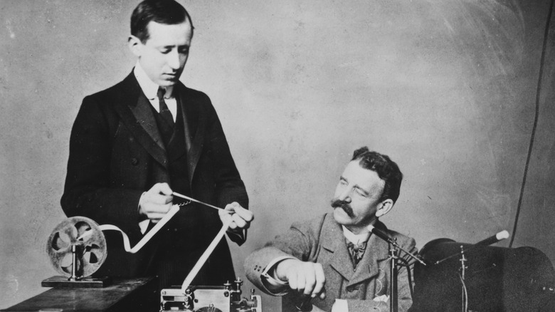 Guglielmo Marconi and George Kemp at work