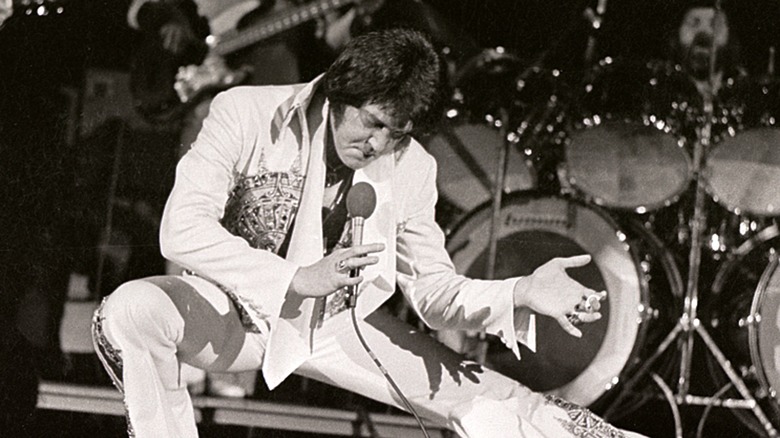 Elvis performing in the 1970s