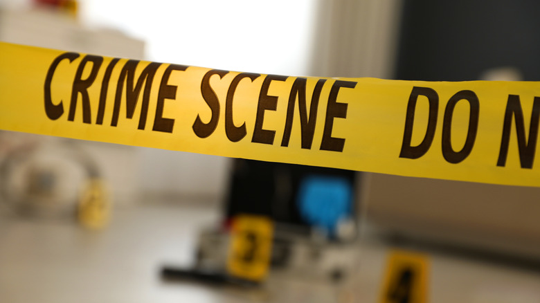 Police tape at a crime scene