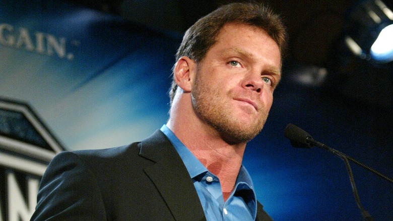 Chris Benoit speaking on a press tour