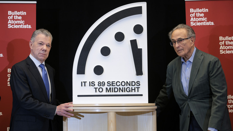 Doomsday Clock set to 89 seconds to midnight with representatives of Bulletin of Atomic Scientists