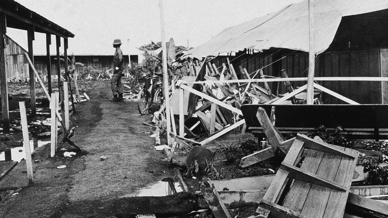 Lone soldier walks through Jonestown commune