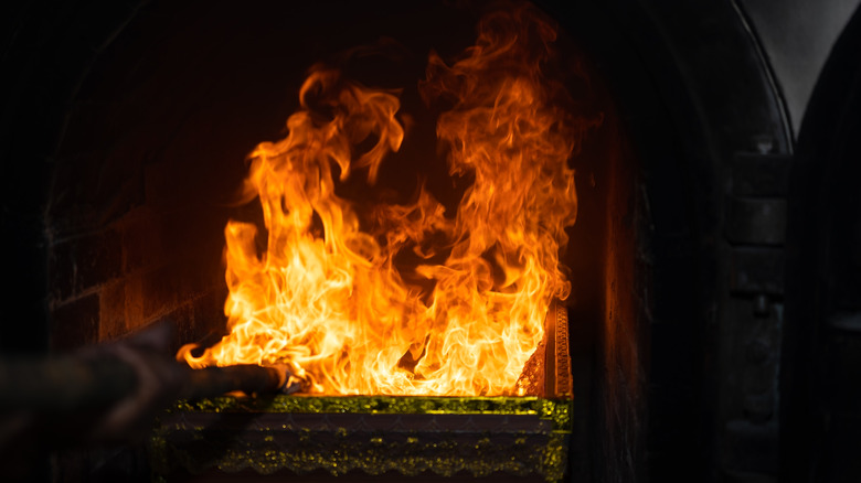 flames at a crematorium