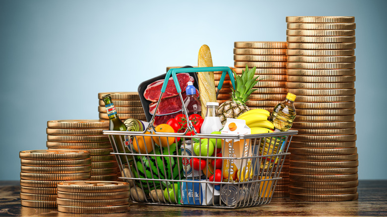 grocery basket gold coins