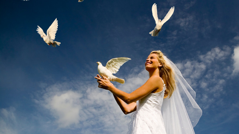 Bride with white doves