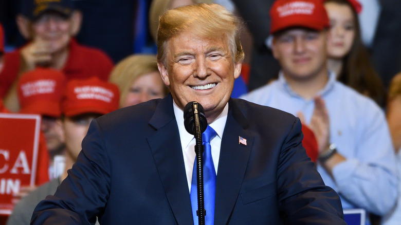 Donald Trump speaking at a rally