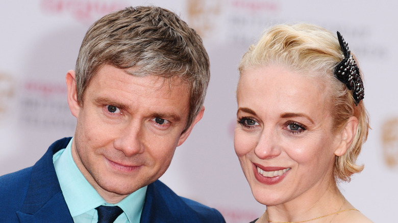 Amanda Abbington and Martin Freeman pose together