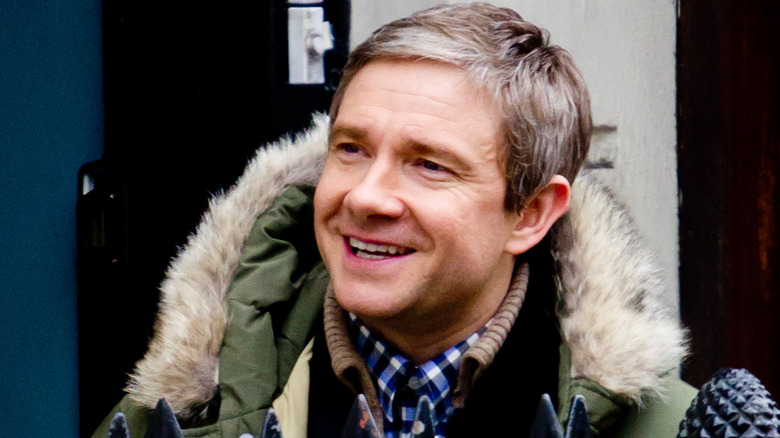 Martin Freeman photographed playing Dr. Watson