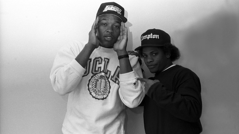 Eazy-E and Dr. Dre grinning