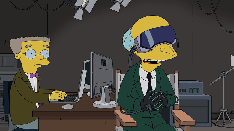 Burns and Smithers testing VR headset