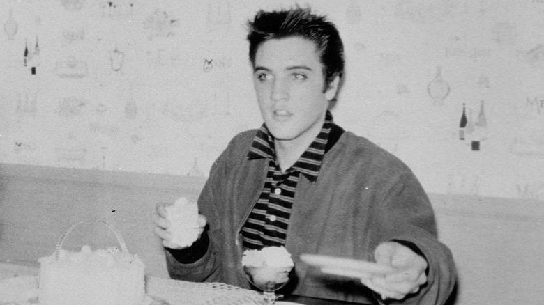 Elvis having ice-cream at Graceland