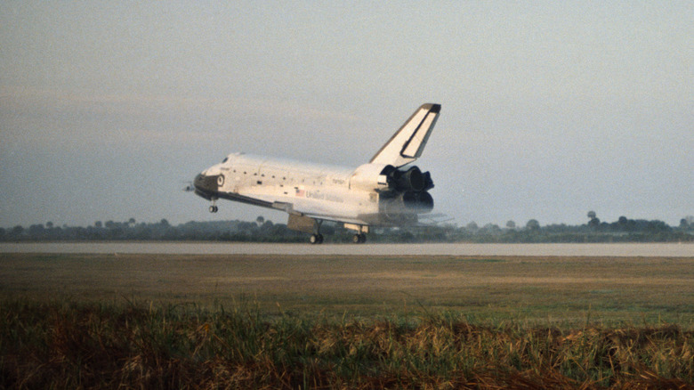 Space shuttle Challenger on runway
