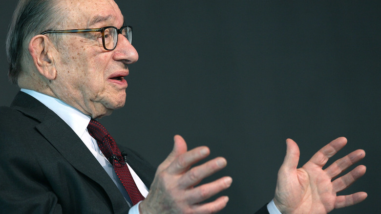 Alan Greenspan speaks during forum