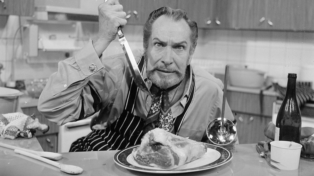 Vincent Price on the set of Cooking Price-Wise