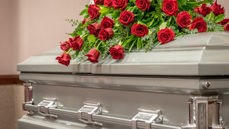 Casket with flowers