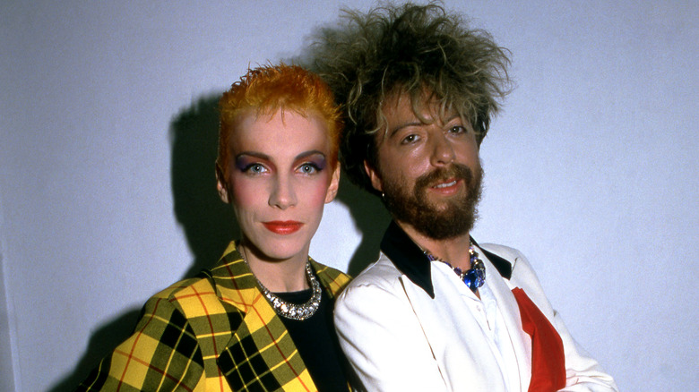 Annie Lennox Dave Stewart pose for a portrait