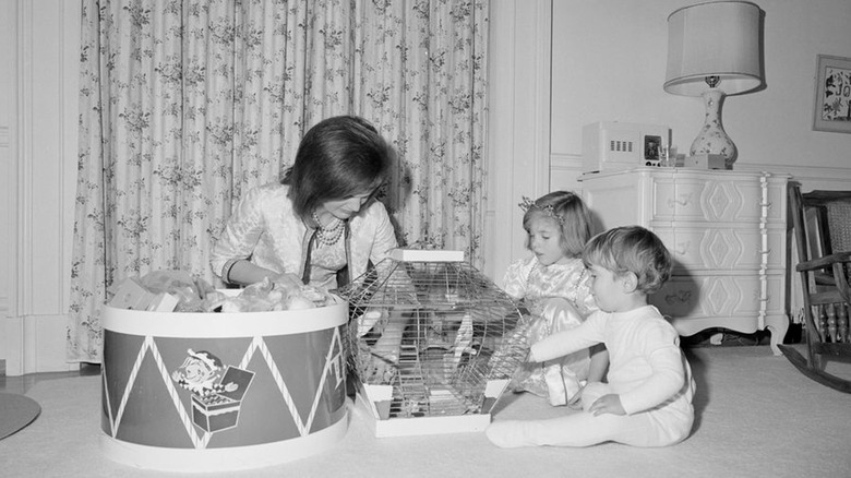 Jackie Caroline and John Jr with birds