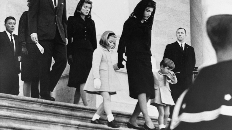 Jackie Kennedy and children after assassination