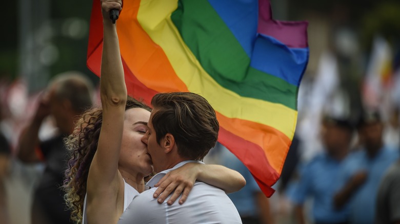 two women LGBTQ+ flag