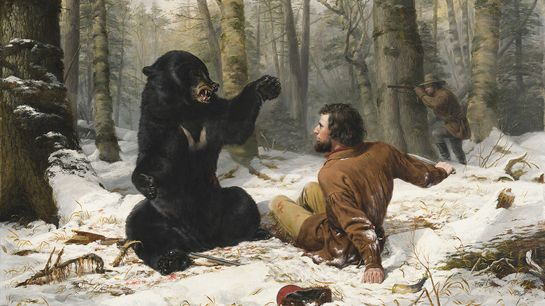 Painting of bear, early pioneeers