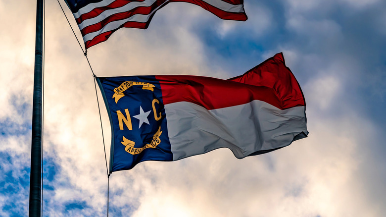 North Carolina flag flying