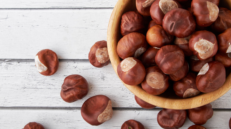 Buckeye chestnuts in a bowl